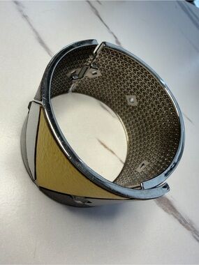 Leather Accent Silver Smartwatch Band - Yellow